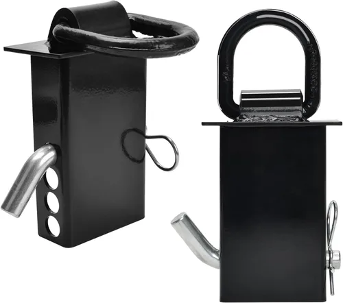 Vista 2 de 2 anillos en D resistentes de 18000 libras de 5/8 pulgadas para estaca de remolque, 4 agujeros de ajuste de bolsillo de estaca, compatibles