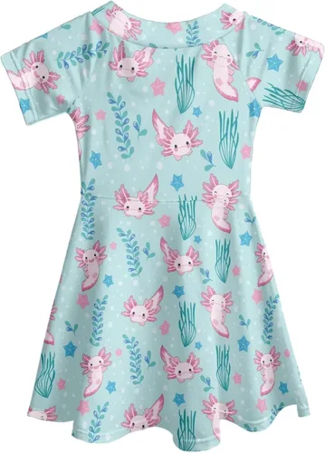 Vista 5 de SEANATIVE Vestido de manga corta para niñas de 3 a 14 años