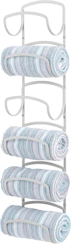 Vista 10 de mDesign Toallero moderno y decorativo de seis niveles para baño, soporte y organizador, para montar en la pared, para almacenamiento de toallas
