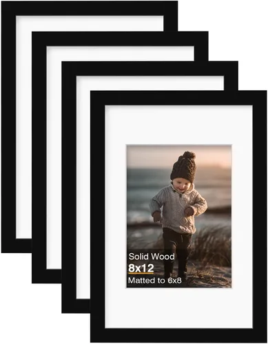 Vista 134 de KINLINK Marco de fotos de 3.5 x 5 pulgadas, color negro ceniza, marcos de madera maciza con plexiglás para mesa y montaje en pared, marcos de fotos