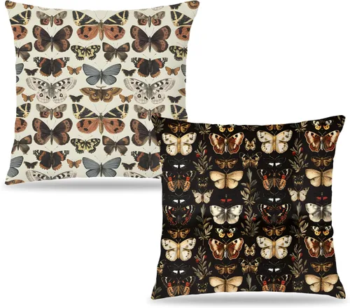 Vista 42 de Fundas de Almohada Gótica de Polilla y Mariposa 18x18, Fundas de Almohada Celestial de Luna de Academia Oscura para Sofá, Decoración Gótica