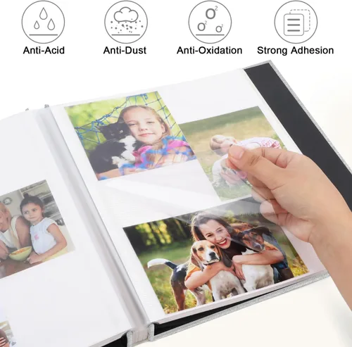Vista 3 de Zesthouse Álbum de fotos autoadhesivas, 60 páginas, álbumes de recortes magnéticos con página adhesiva, álbum de fotos con capacidad para 8 x 10, 5