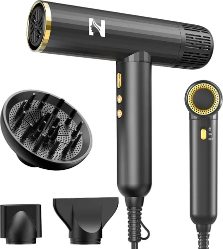 Vista 10 de Nicebay Secador de Pelo Iónico con Difusor para Cabello Rizado, Motor Sin Escobillas de Alta Velocidad de 1600W y 110000RPM para Secado Rápido