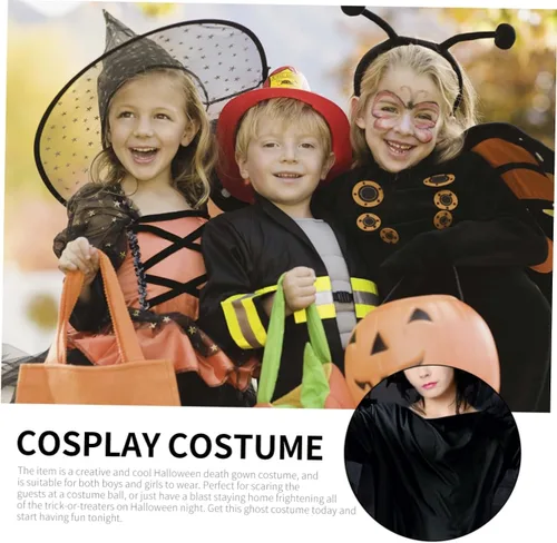 Vista 4 de NOLITOY 2 Pcs Halloween Death Robe Halloween Costumes Vampire Costume Prom Dresses Death Costume Child Fancy Costume Halloween Costumes Prank Props