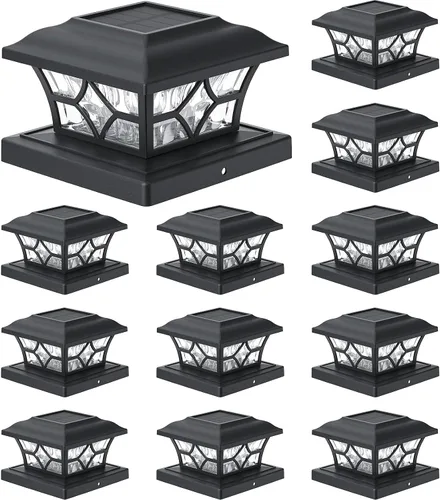 Vista 8 de APONUO Paquete de 4 luces solares para tapa de poste con batería de 1000 mAh, para vallas de 4 x 4, 5 x 5, 6 x 6, tamaño más grande y más duradero