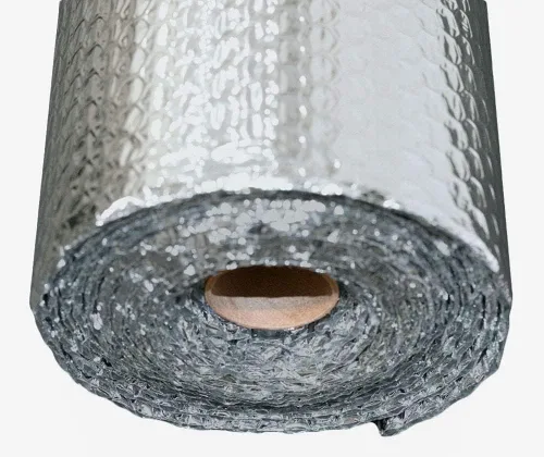 Vista 4 de Aislamiento de lámina reflectante de doble burbuja, núcleo de espuma Poly-Air, película de barrera radiante, bloqueador de calor, protector