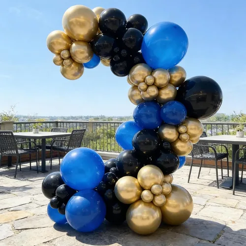 Vista 6 de 110 globos negros y dorados, globos metálicos dorados y negros de 18/12/10/5 pulgadas para graduación 2026, boda, cumpleaños, decoración de fiesta