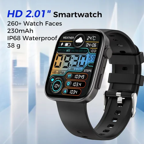 Vista 4 de Relojes inteligentes para hombres y mujeres, hacer/responder llamadas, pantalla HD de 2.01 pulgadas con más de 260 caras de reloj, monitor
