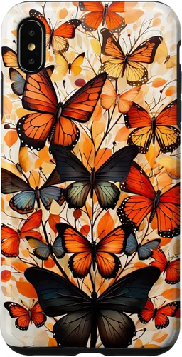 Vista 7 de iPhone 14 mariposa estética naranja mariposas naturaleza acuarela caso