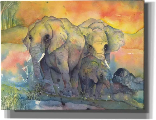 Vista 4 de Epic Graffiti 'Elephants Crop' por Chris Paschke, lienzo para pared, 16 x 12 pulgadas
