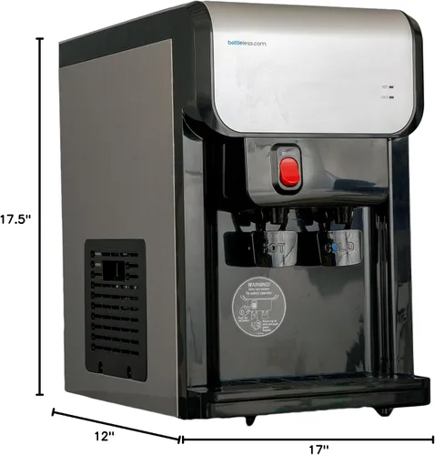 Vista 3 de Mini dispensador de agua sin botella para encimera, 17.5 pulgadas de alto, caliente y frío, con filtro y kit de instalación