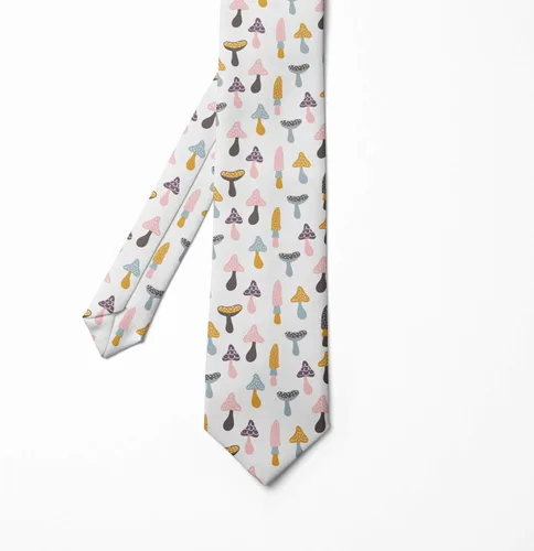 Vista 2 de Ambesonne Necktie, Colorful Porcini Cartoon, Dress Tie, 3.7", Multicolor