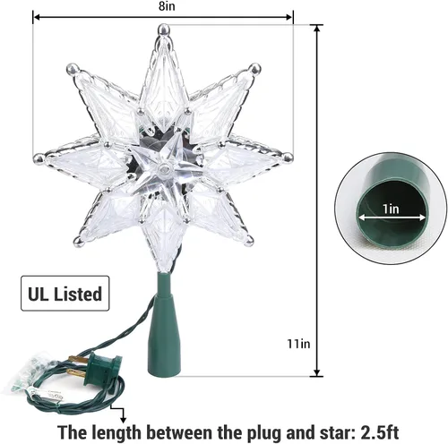 Vista 9 de Brizled Decoración para árbol de Navidad con estrella de 8" iluminada de doble cara, estrella de 8 puntas con 10 luces cálidas, estrella de Navidad