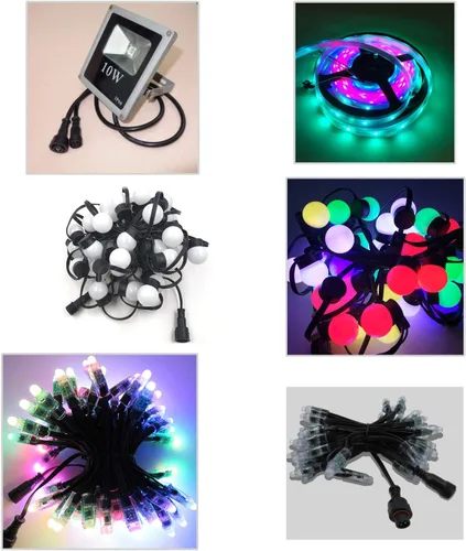Vista 6 de 10 pares 3 núcleo-11.8 in de largo negro coleta macho y hembra impermeable IP65 xConnect/Holiday coro pigtail para luces LED Smart Pixel