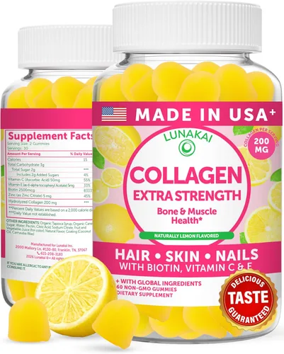 Vista 10 de Paquete de Gomitas de Colágeno y Vitamina D3 de Lunakai - Suplementos Antienvejecimiento sin OMG para Hombres y Mujeres - Gomitas de Soporte