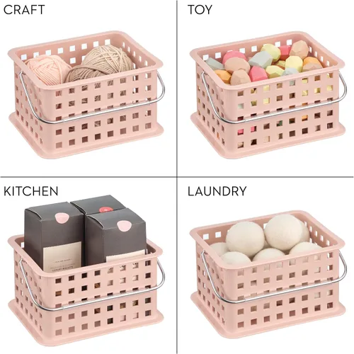 Vista 8 de iDesign - Organizador de ducha pequeño con asa, organizador de ducha portátil para dormitorio o baño, paquete de 3, color rosa