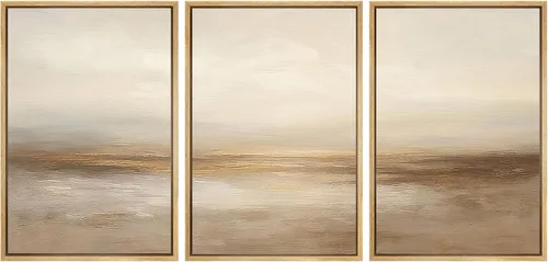 Vista 116 de SIGNWIN Lienzo enmarcado para pared, juego de arte de campos pastorales, flores silvestres, campo rústico, paisaje, floral, ilustraciones modernas