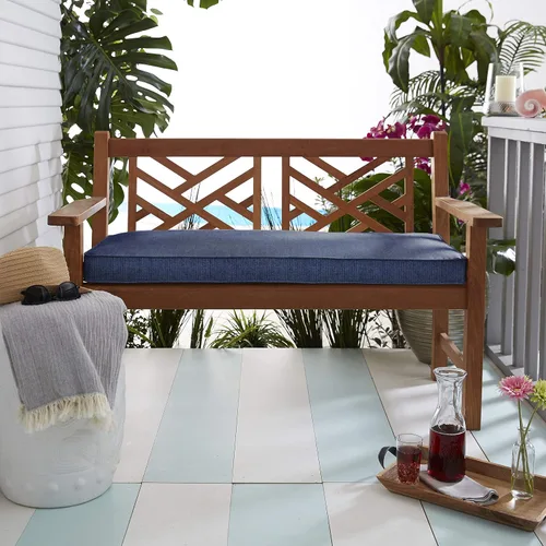 Vista 2 de Sorra Home Sunbrella - Cojín de banco con cable, 60 x 19 x 2 pulgadas, color índigo espectro
