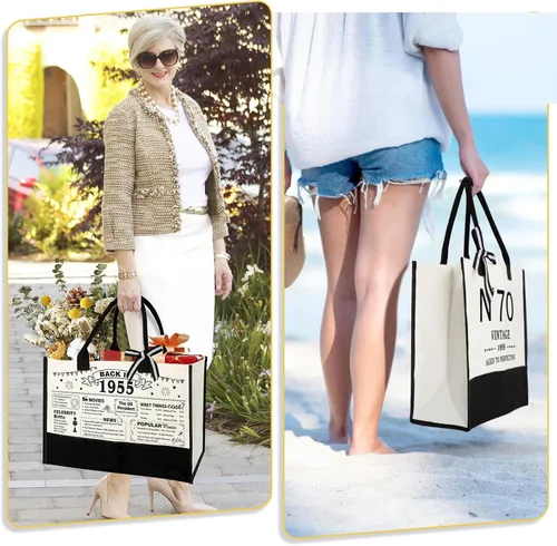 Vista 6 de YeohJoy Regalos de 70 cumpleaños para mujeres, bolsa de lona para viaje, regalos únicos de 70 años para esposa, hermana, mamá, tía, amigos, ella