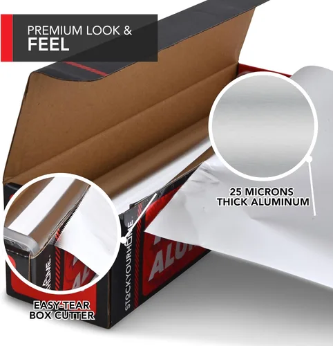 Vista 6 de Stock Your Home Rollo de papel de aluminio resistente, rollo de papel de aluminio de 300 pies x 12 pulgadas de ancho, papel de aluminio resistente