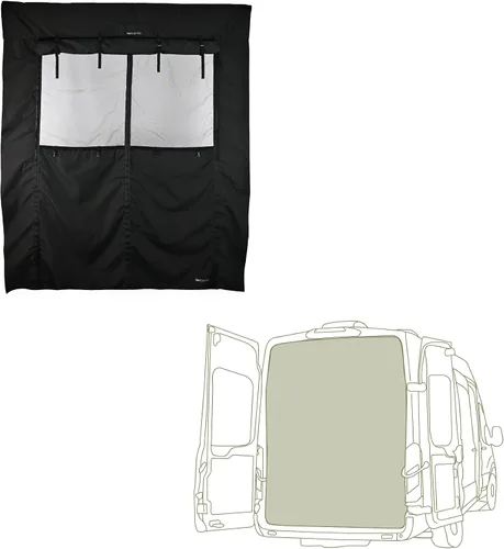 Vista 8 de VanEssential Rejilla completa de malla para puerta trasera, diseñada para furgonetas Ford Transit con techo medio SÓLO - Cierre con cremallera