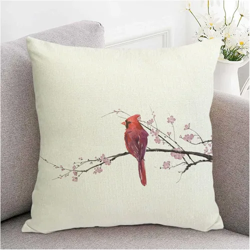 Vista 8 de Juego de fundas de cojín de lino con decoración de animales de estilo granja, funda de cojín para pájaros, cojín para patio, jardín, sofá, sillón
