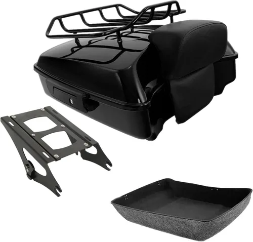 Vista 13 de TCMT Pestillos Negros de 10.7" para Maletero Cortado, Almohadilla de Respaldo, Luz Trasera LED con Señal de Giro Compatible con Harley Touring