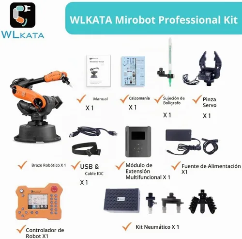 Vista 6 de wlkata Mirobot 6DoF Mini brazo robótico industrial Kit profesional programable ligero brazo robótico de escritorio para impresora K12 o 3D