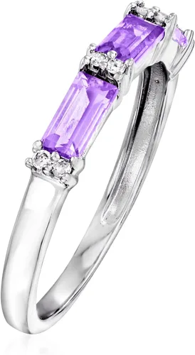 Vista 3 de Ross-Simons 0.65 ct. t.w. Amethyst Ring With Diamond Accents in 14kt White Gold