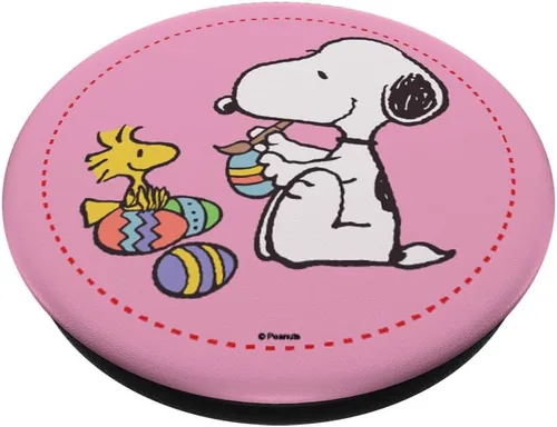 Vista 2 de Cacahuetes Snoopy y Woodstock Huevos de Pascua PopSockets intercambiables PopGrip
