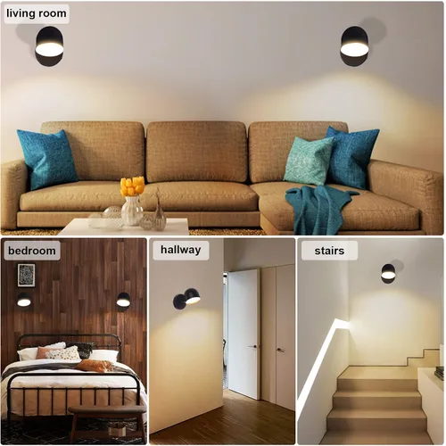 Vista 9 de Kawell Apliques de pared LED sensibles al tacto, atenuación continua, lámpara de pared LED de rotación de 350°, lámpara de pared LED de lectura