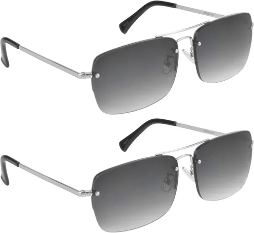 Vista 6 de proSPORT Gafas de sol Lectores Lente Completo Cuadrado Aviador Sin Montura Metal Plata Oro Gradiente Gris Marrón Tinte Hombres Mujeres NO BIFOCAL