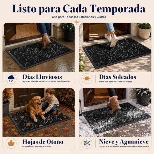 Vista 8 de Yimobra Tapete para puerta de entrada exterior, 29.5 x 17 pulgadas, impermeable, resistente, para puerta delantera, tapete antideslizante resistente