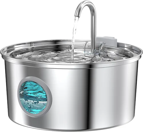 Vista 9 de Fuente de agua para gatos de acero inoxidable: fuente para gatos para beber, fuente de agua para mascotas de 108 oz/3.2 L para gatos en interiores