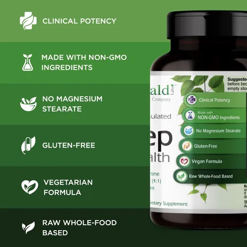Vista 4 de Emerald Labs Sleep Health - Suplemento de apoyo para el sueño con suntheanina L-teanina, melatonina, bálsamo de limón europeo y pasiflora - Sin