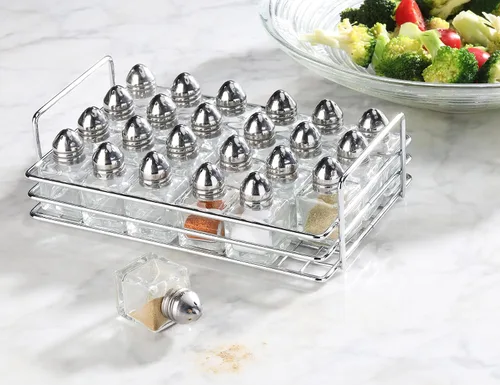 Vista 4 de New Star Foodservice - Mini salero y pimentero (plateado con estante)