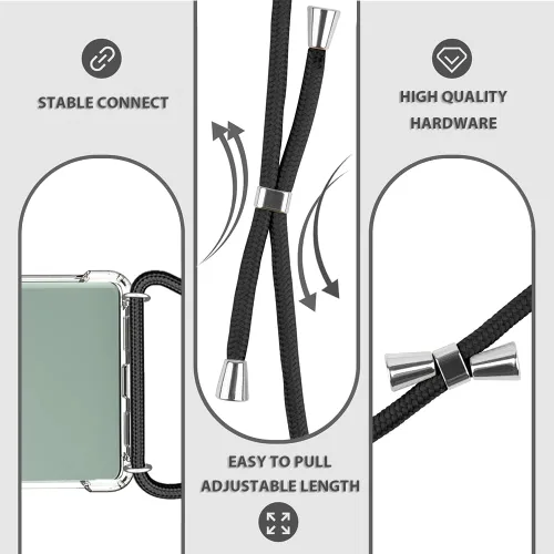 Vista 3 de para Google Pixel 6a Funda con Correa Ajustable para Cuello, Hombro y Cruzada Transparente Funda Móvil Duradera, Suave y delgada de Ajuste Perfecto