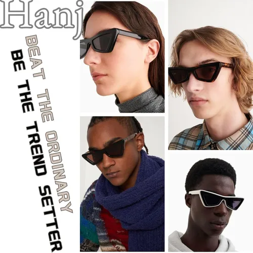Vista 3 de Hanj Lentes de sol retro con diseño de ojo de gato para mujeres y hombres de los años 80 y 90, lentes de sol gruesos y geniales estilo vintage, a