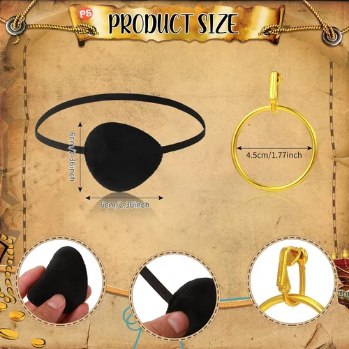 Vista 4 de Boyiee Disfraz de pirata para adultos, 5 unidades, camisa medieval renacentista, bandana, cinturón para Halloween, fiesta de cosplay