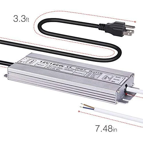 Vista 4 de Idealy - Fuente de alimentación LED de 100 W, 12 V CC, IP67, impermeable, transformador de bajo voltaje, adaptador de controlador LED, convertidor