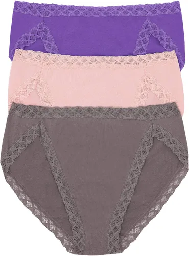 Vista 21 de Natori Paquete de 3 calzoncillos de corte francés Pima Bliss para mujer Negro/Café/Blanco