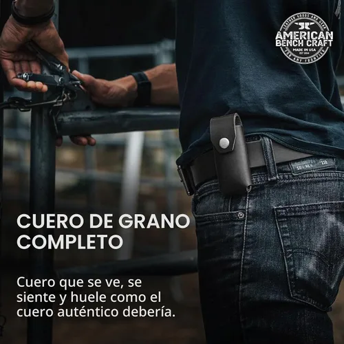 Vista 6 de Funda multiherramienta de cuero compatible con Leatherman Wave and Wave Plus, soporte de herramientas de cuero de grano completo ultra duradero