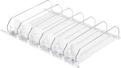 Vista 10 de uxcell Organizador de latas de soda para refrigerador, organizador de bebidas autoempujable para refrigerador, dispensador de bebidas ajustable