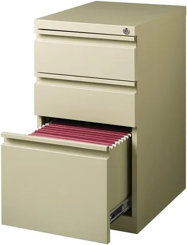 Vista 6 de Pemberly Row Archivador móvil de metal moderno de 27.75 pulgadas de alto x 15.00 pulgadas de ancho con 3 cajones en masilla con cerradura incluida
