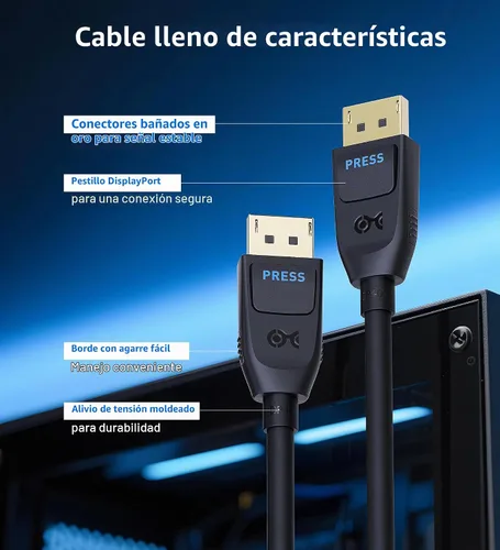 Vista 6 de Cable Matters [Certificado VESA] Cable DisplayPort 2.1 de 40 Gbps, 3.3 pies