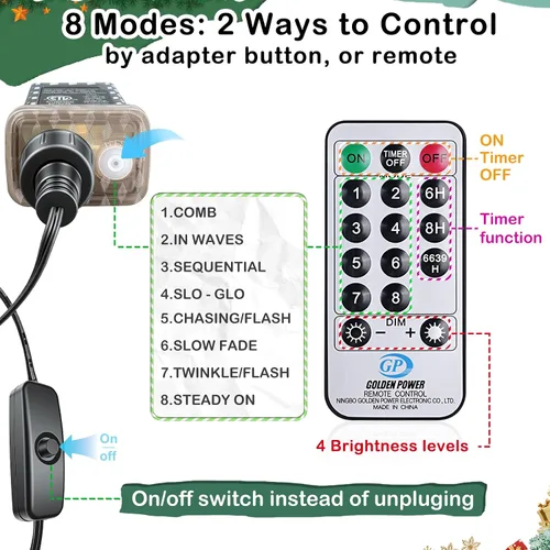 Vista 5 de Guirnalda de luces LED de 99 pies con 300 luces para dormitorio, patio, interior/exterior, impermeable, luces de cobre para cumpleaños, boda