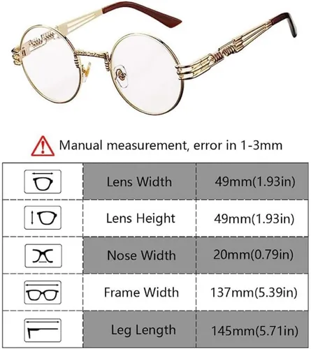 Vista 4 de Street Knitted Retro 90's Old School Round Vintage Trendy Steampunk Circle Gold Frame Hip Hop Polarizado Lente Transparente Gótica Hippie Sombras