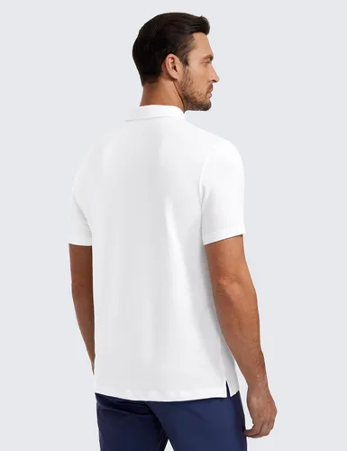 Vista 2 de CRZ YOGA Polo de golf para hombre, manga corta, absorbe la humedad, atlética, deportiva, casual, piqué