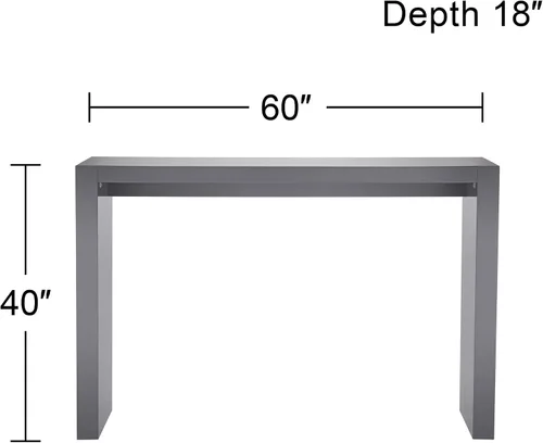 Vista 2 de Jessa - Mesa rectangular de barra rectangular minimalista gris brillante, de 60 x 18 pulgadas, para sala de estar, dormitorio, mesita de noche
