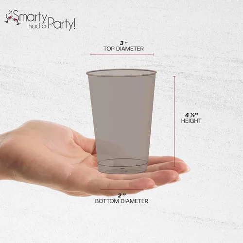 Vista 3 de Smarty Had A Party 240 vasos de plástico desechables de color negro transparente de 12 onzas, vasos de plástico para fiestas, eventos, bodas claro